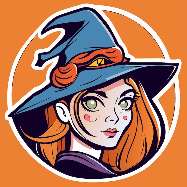 Halloween witch girl twitch scarecrow hand drawn cartoon sticker icon concept isolated illustration