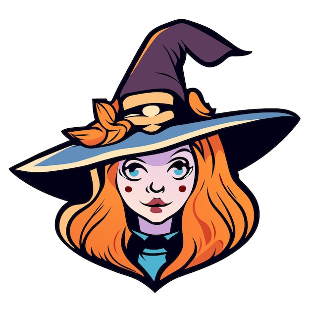 Halloween witch girl twitch scarecrow hand drawn cartoon sticker icon concept isolated illustration