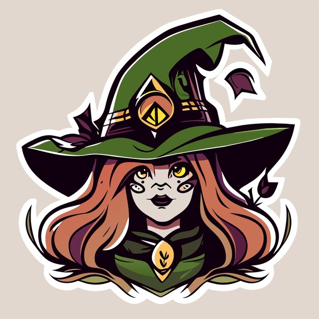 Halloween witch girl twitch scarecrow hand drawn cartoon sticker icon concept isolated illustration