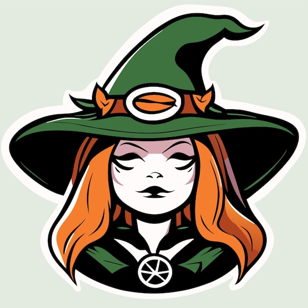 Halloween witch girl twitch scarecrow hand drawn cartoon sticker icon concept isolated illustration