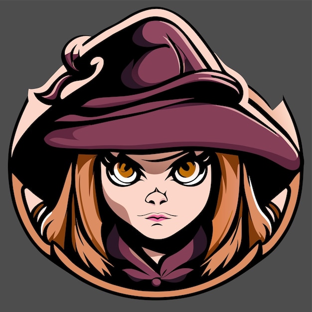 Halloween witch girl twitch scarecrow hand drawn cartoon sticker icon concept isolated illustration