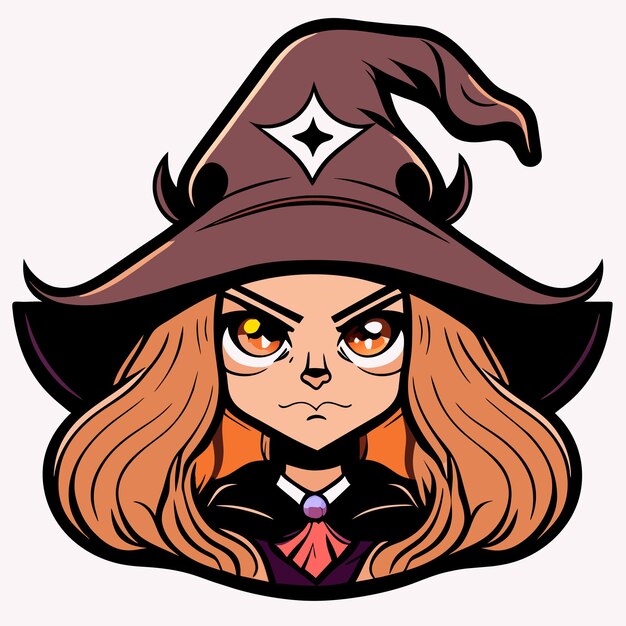 Halloween witch girl twitch scarecrow hand drawn cartoon sticker icon concept isolated illustration