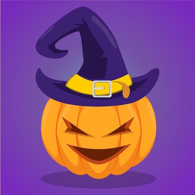 halloween witch hat or wizard pumpkin cartoon vector