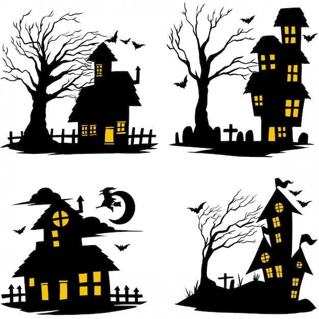 Vector halloween witch house