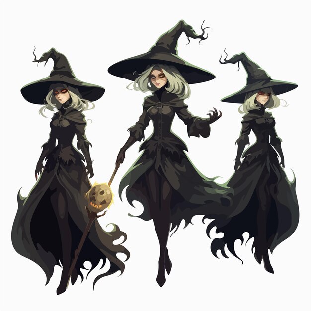 Halloween Witch's allure in vectorillustratie AI Generation