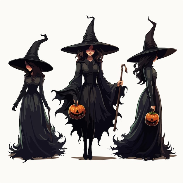 Мистика хэллоуинской ведьмы в векторном искусстве ai generation