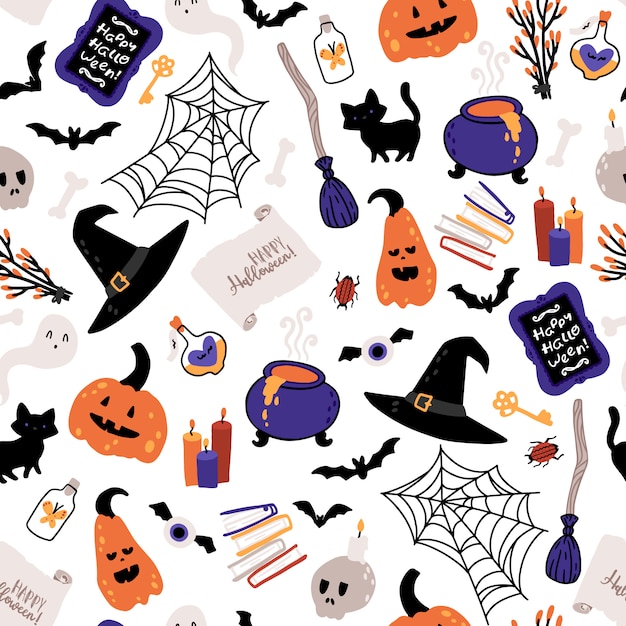 Halloween witch seamless pattern.