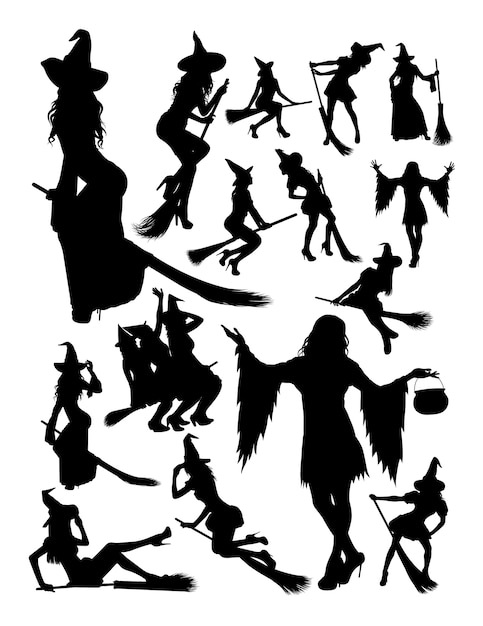 Vector halloween witch silhouette
