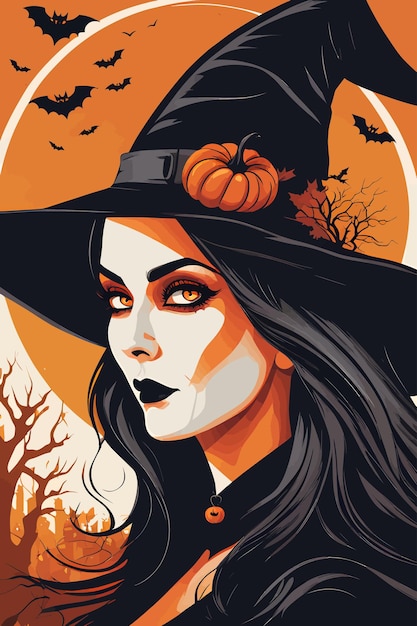 Halloween witch vector art illustration