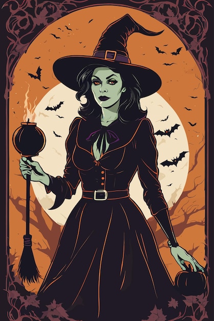 Premium Vector | Halloween witch vector art illustration