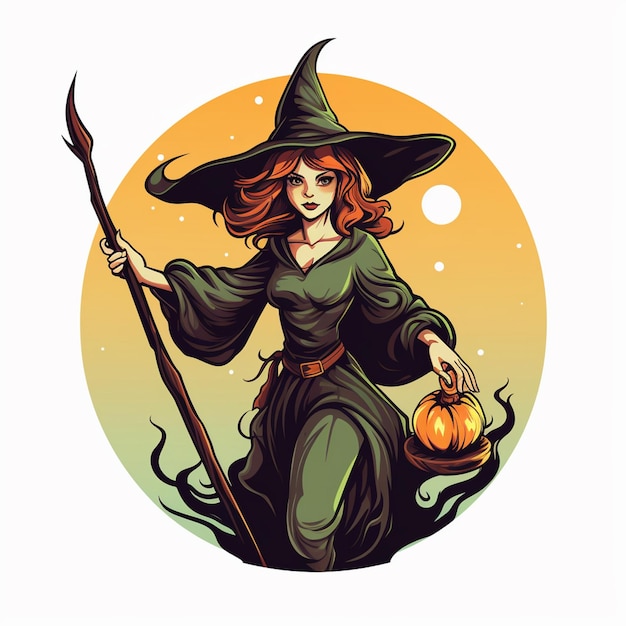 halloween witch vector illustration holiday cartoon magic spooky hat october scary celebr