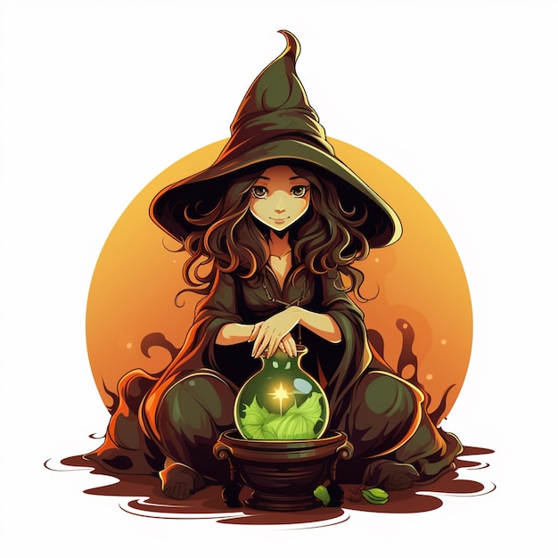 Halloween witch vector illustration holiday cartoon magic spooky hat october scary celebr