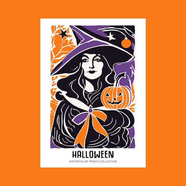 Vector halloween witch wall art