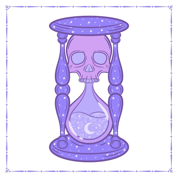 Vector halloween witchcraft hourglass drawing