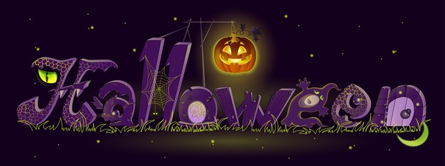 Halloween with scary letters in the form of a gravestone