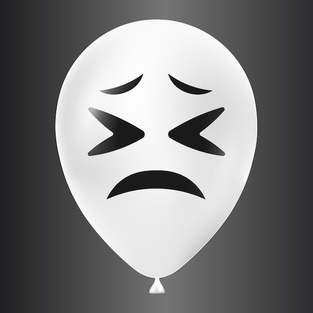 Halloween witte ballon illustratie met eng en grappig gezicht geïsoleerd op donkere achtergrond