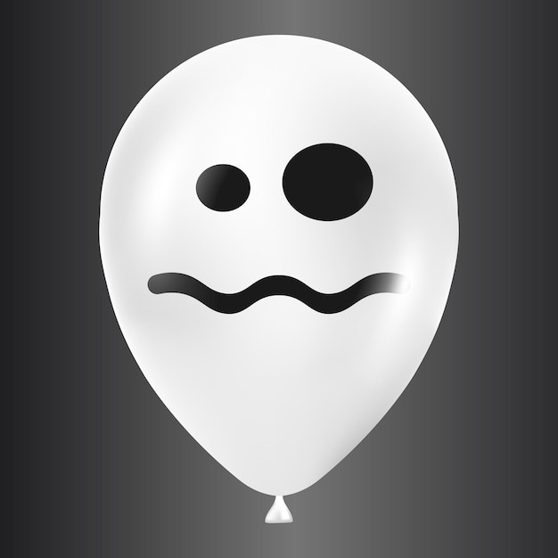 Vector halloween witte ballon illustratie met eng en grappig gezicht geïsoleerd op donkere achtergrond