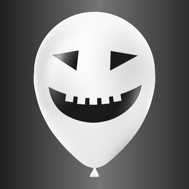 Halloween witte ballon illustratie met eng en grappig gezicht geïsoleerd op donkere achtergrond
