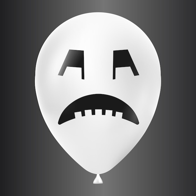 Halloween witte ballon illustratie met eng en grappig gezicht geïsoleerd op donkere achtergrond