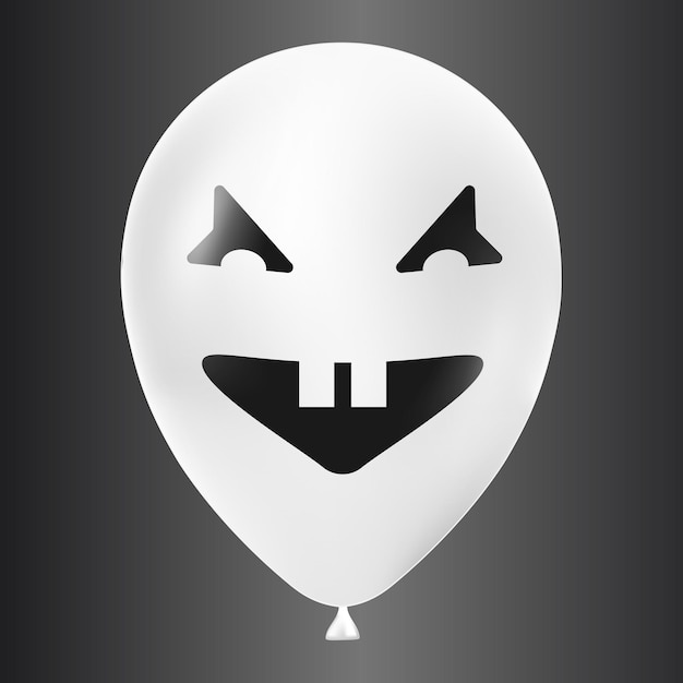 Halloween witte ballon illustratie met eng en grappig gezicht geïsoleerd op donkere achtergrond