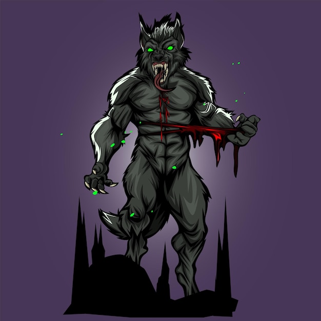 Vector halloween wolf illustration