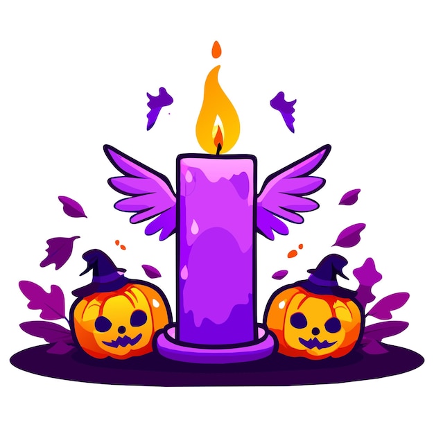 Halloween yankee candle party hand drawn flat stylish cartoon sticker icon concept isolated