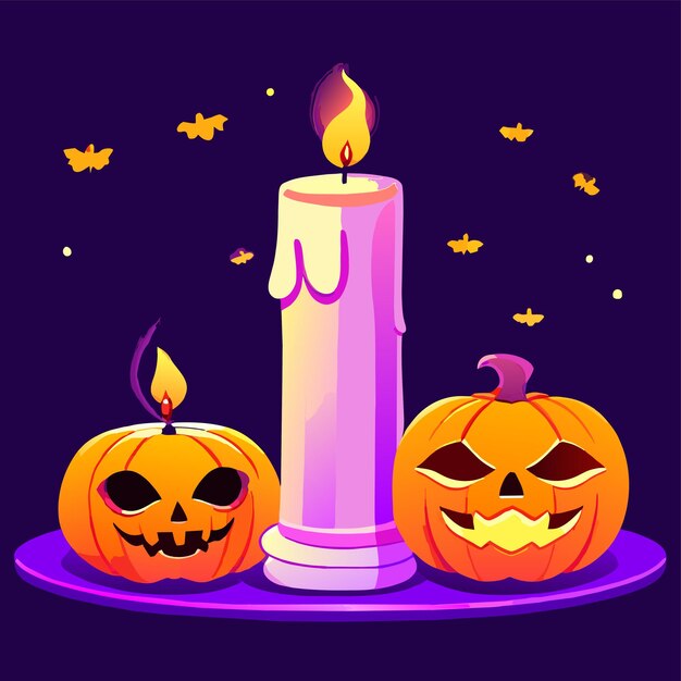 Vector halloween yankee candle party hand drawn flat stylish cartoon sticker icon concept isolated