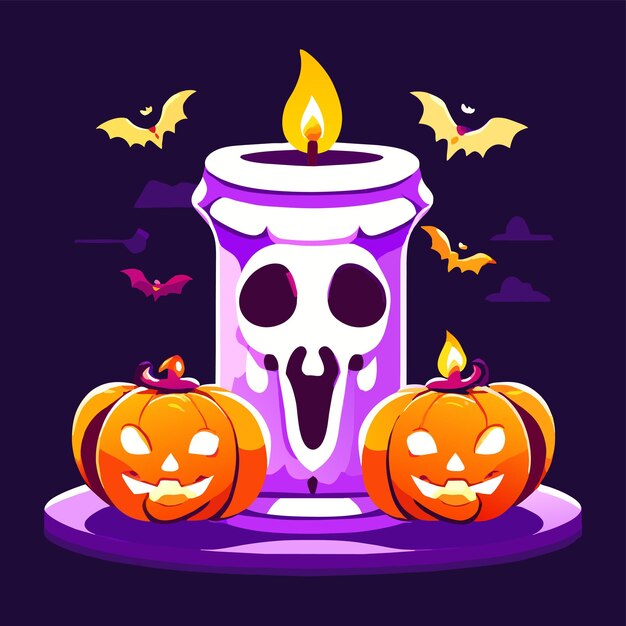 Vettore halloween yankee candle party hand drawn flat stylish cartoon sticker icon concept isolato