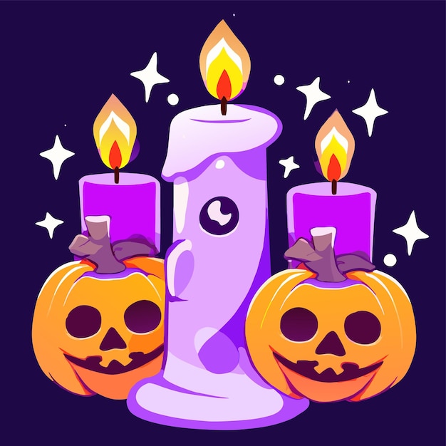 Vector halloween yankee candle party hand drawn flat stylish cartoon sticker icon concept isolated