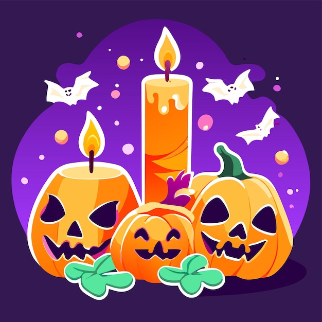 Vector halloween yankee candle party hand drawn flat stylish cartoon sticker icon concept isolated