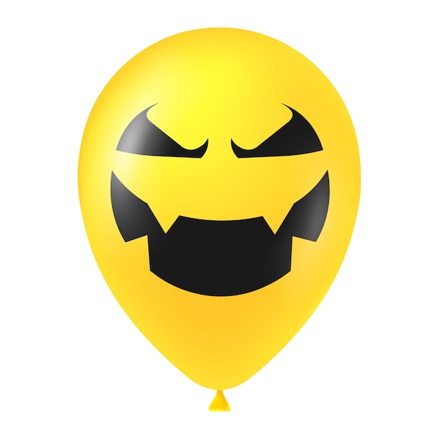 Halloween yellow balloon illustration with scary and funny face