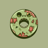 Halloween zombie donut theme illustration