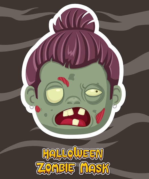 Halloween zombie masker vector ontwerp. Vector illustraties illustratie met eenvoudig verloop. Cartoon zombie hoofd emotie