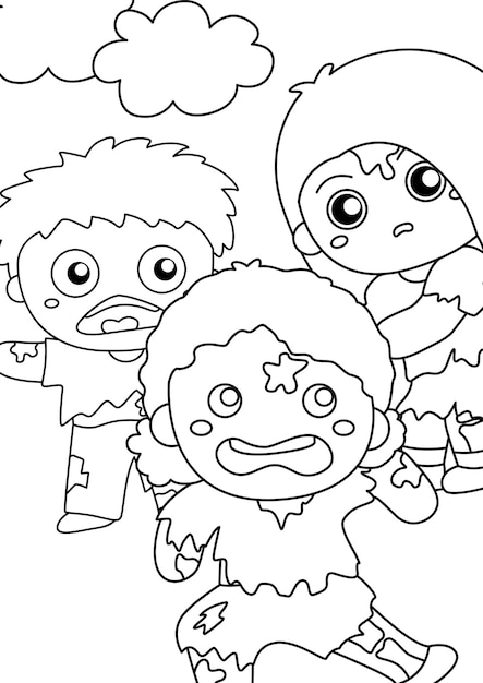 Halloween Zombie Party Kids Kleurplaten A4 voor kinderen en volwassenen