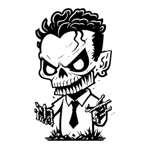 Vector halloween zombie scary illustration sketch hand draw