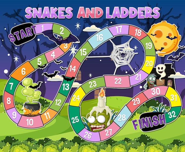 Halloween Zombie Snakes and Ladders in Castle