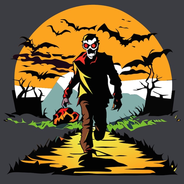 halloween zombie wandelende vector illustratie