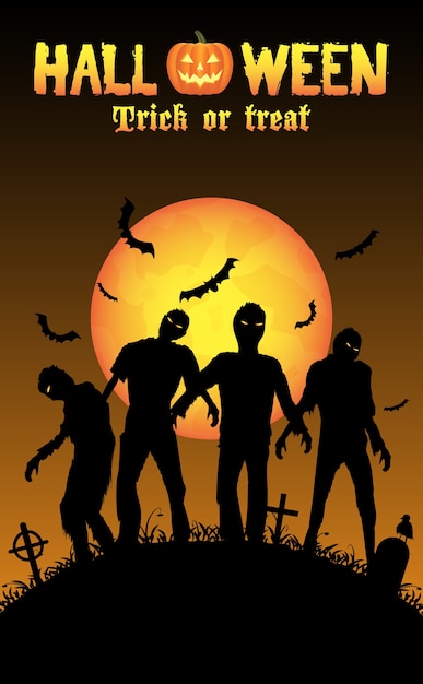 Halloween-zombies op een kerkhof