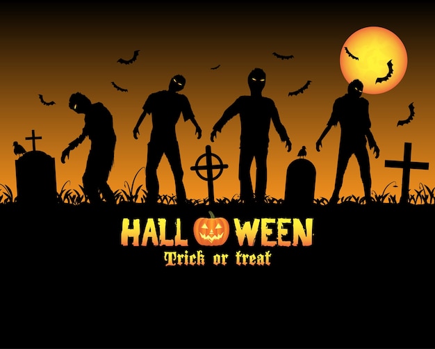 Halloween-zombies op een kerkhof