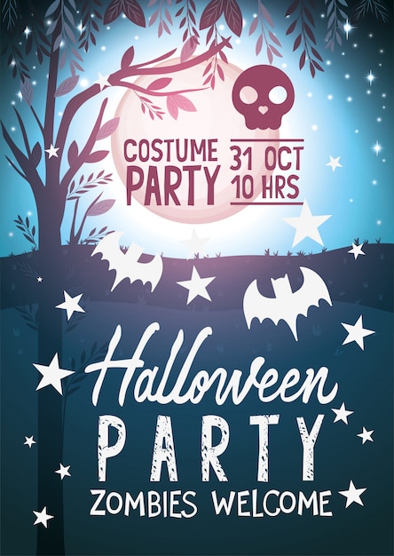 Halloween zombies welcome party poster