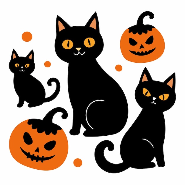 ハロウェン・キャット ブラック・キャット ベクトル ハロウェーン・キャット シルエット