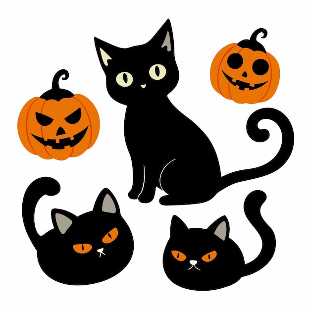 ハロウェン・キャット ブラック・キャット ベクトル ハロウェーン・キャット シルエット