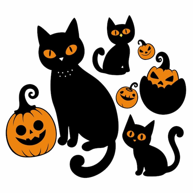 Hallowen cat zwarte katten vector Hallowen kat silhouet