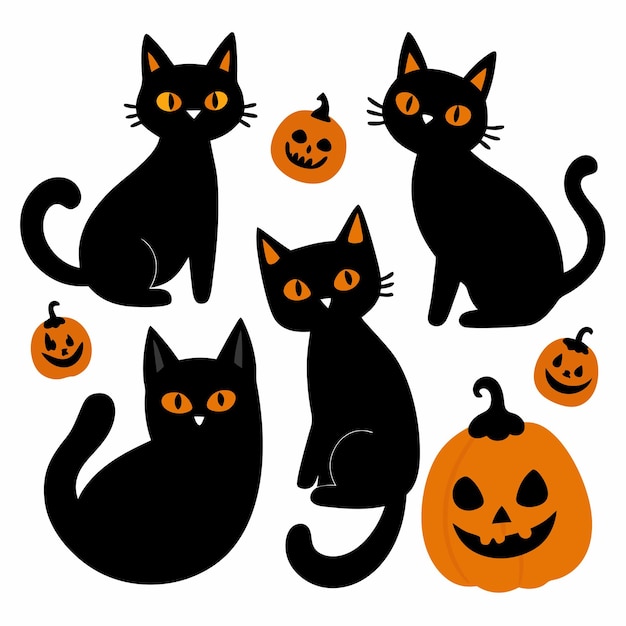 Hallowen cat zwarte katten vector Hallowen kat silhouet