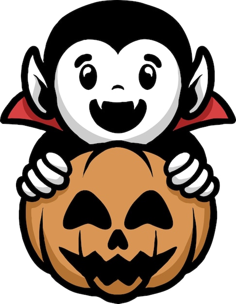 Hallowen Dracula With Pumpkin Design Vector