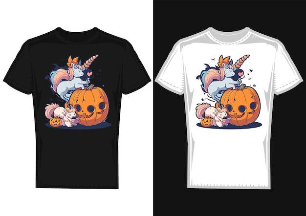 Design della maglietta haloween con zucca e gatto