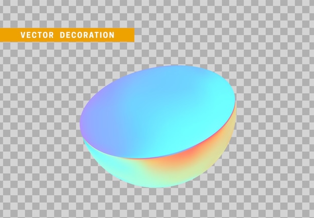 Halve bol geïsoleerd met kleurrijke hologram kameleon kleurverloop. 3D-objecten geometrische vorm. vectorillustratie