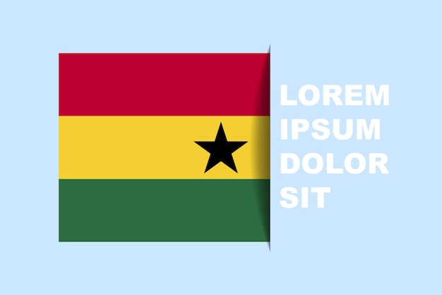 Halve Ghana-vlagvector met kopieerruimte, landvlag met schaduwstijl, horizontaal dia-effect