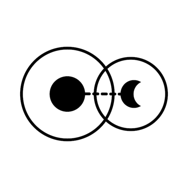 Halve maan donkere verduistering vector ruimte en astronomie pictogrammen set zwart-wit logo
