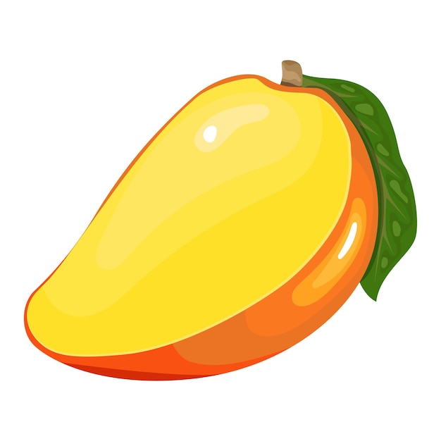 Vector halve mango met blad vectorillustratie